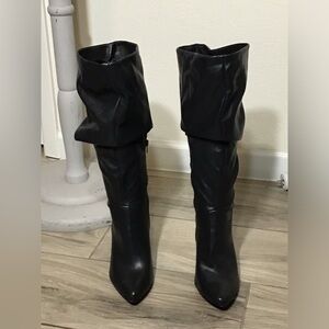 CHRITIAN SIRIANO FOR PAYLESS  WOMENS HEELED BOOTS FAUX LEATHER BLACK SZ 7W.